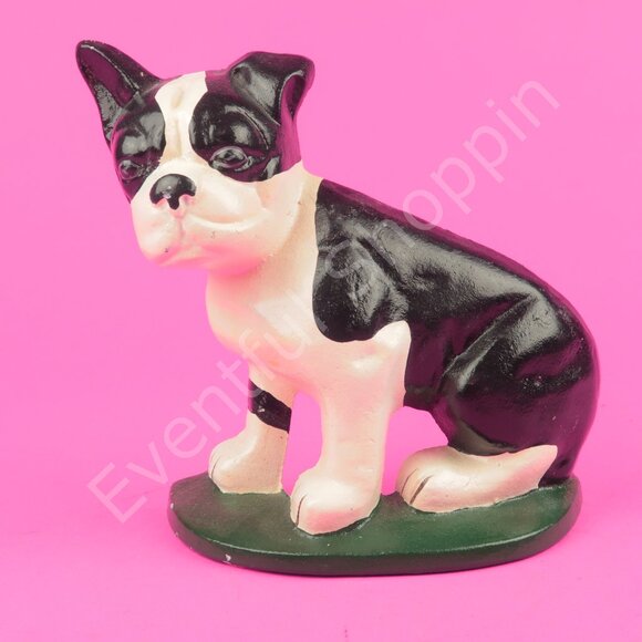 Other - Vintage Cast Iron Boston Terrier On Pelouse Doorstop in Black / White